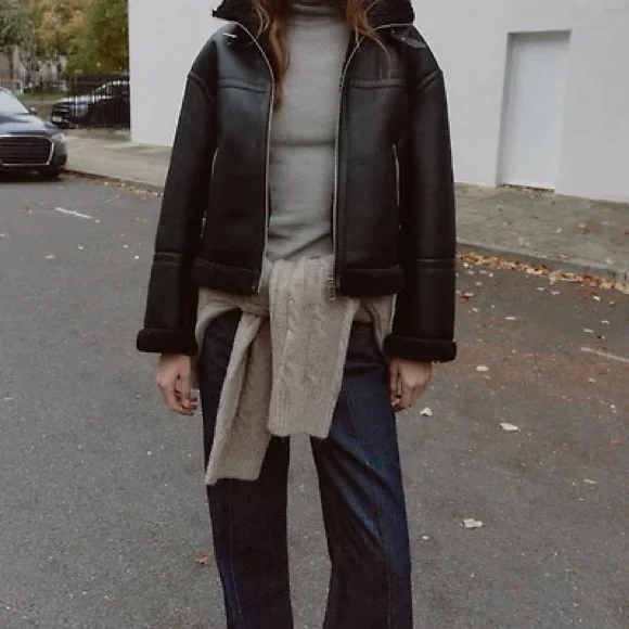 Zara double-faced fleece jacket in black - Picture 4 of 6